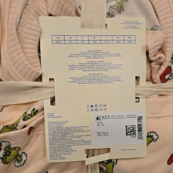 American Eagle Outfitters Womens Pink Lounge Set with Green and Red Accents - Picture 3 of 7